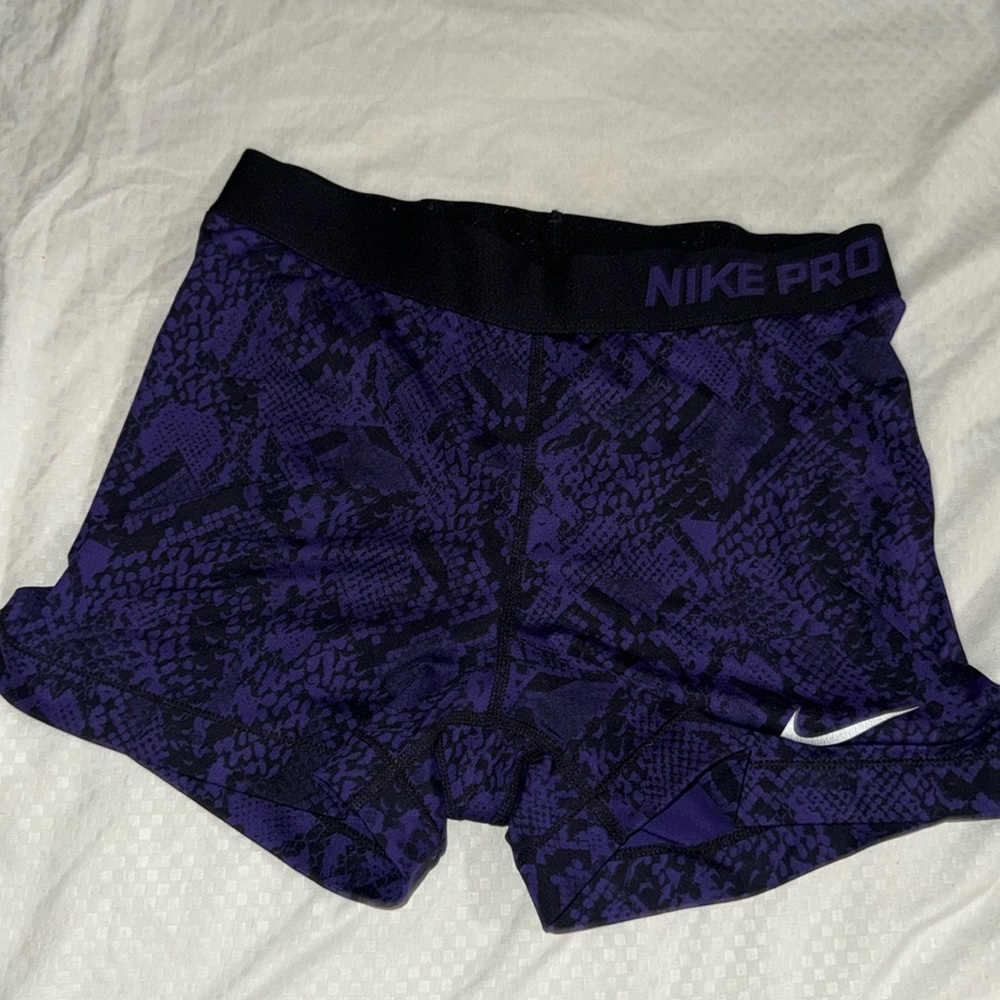 Purple Nike Pros. Patterned, spandex
